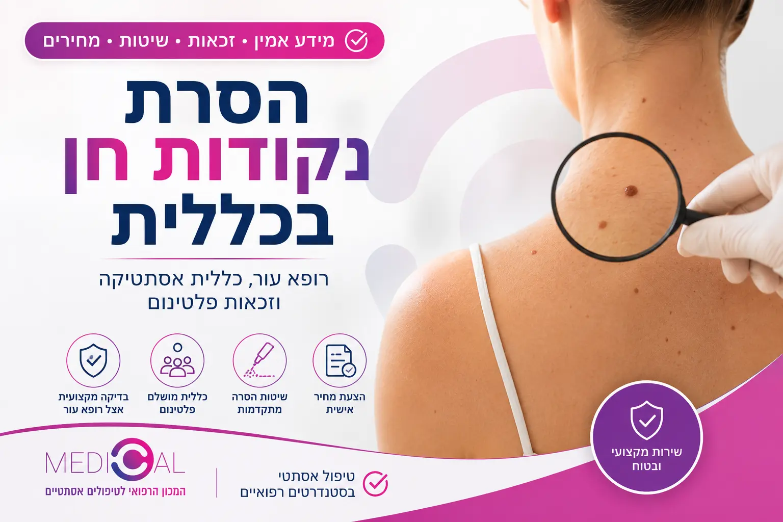 הסרת נקודות חן בכללית – בדיקת נקודת חן ומידע על כללית אסתטיקה ופלטינום